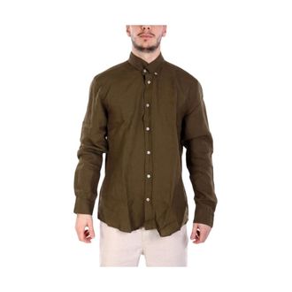 HUGO BOSS Heren, Overhemden, Groen, Maat: XL Linnen