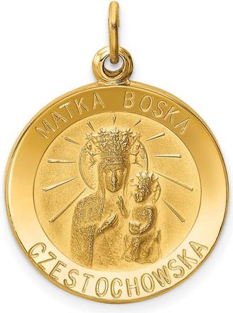 Diamond2Deal 14k Yellow Gold Satin Solid Matka Boska Czestochowska Medal Pendant