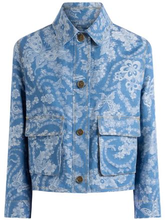 Etro Denim jack met jacquard - Blauw