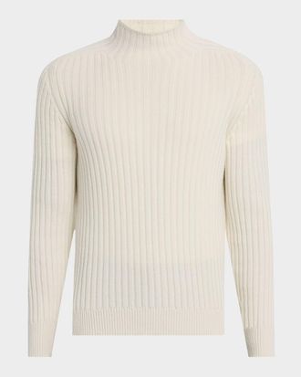 Brunello Cucinelli Men & apos;s Cashmere Rib-Knit Mock Neck Sweater