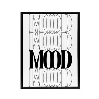 Artery8 Mood Black & White Bold Graphic Design Black Framed Canvas Art Print | Size: W24 x H32