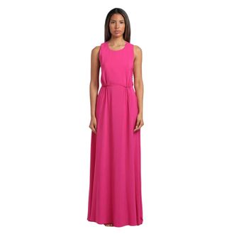 Federica Tosi Mouwloze Lange Jurk met Knoopdetail op de Rug - Dames - Maxi kleedjes - Roze - S - Kleedjes
