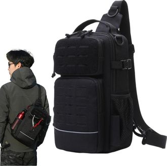 Generic Fishing Sling Pack,with Water Bottle Holder Tackle Storage,Shoulder Sling Bags - for Men Travel Camping Hiking Outdoor Gym Sports Adventure