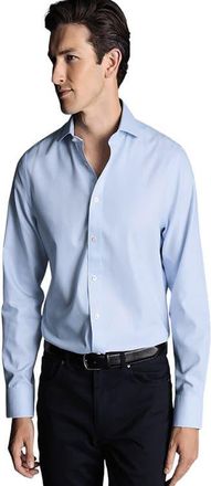 CHARLES TYRWHITT Non-Iron Clifton Weave Cutaway Slim Fit Shirt Double Cuff in Light Blue at Nordstrom, Size 16.5