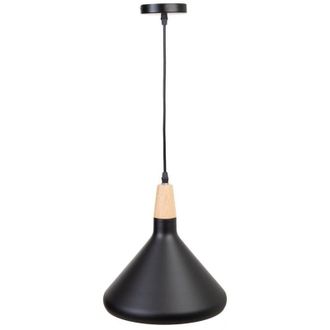 Wanderlust Deco Wanderlust Deco - L&aacute;mpara De Techo De Madera Y Metal Negra 27x27x30