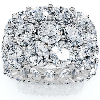 Pompeii3 16 Ct Lab Grown Diamond 3-Row Eternity Wedding Ring in 10k White or Yellow Gold