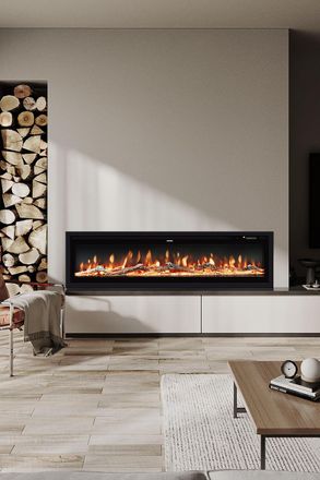 Living and Home 50 Inch Electric Fireplace with Remote 12 Flame Colors 1500W in Black