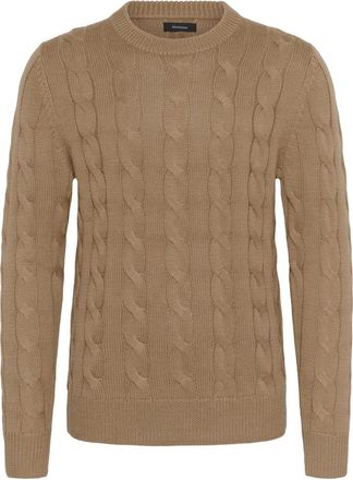 Matinique Stijlvolle Gebreide Trui - Heren - Ronde hals truien - Beige - XL - Truien & Vesten