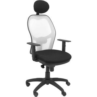 Piqueras y Crespo Piqueras Y Crespo - Jorquera Silla, Brazos Regulables Y Ajustable En Altura En Color Blanco Y Asiento Tapizados En Tejido Bali Color Negro(con Cabecer