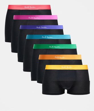Paul Smith Confezione da 7 paia di boxer aderenti neri con fascia in vita multicolore-Nero