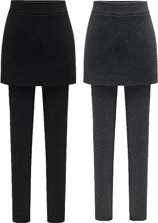 Generic Womens Tennis Skirt with Trousers - Thermal Leggings for Women Winter - High Waist Thermal Trousers Lined Thermal Leggings Warm Teddy Sports Leggings 