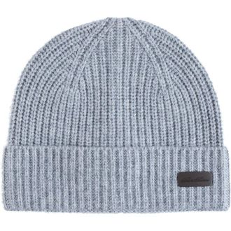 Brooks Brothers Pure Cashmere Rib Cuffed Beanie in Med Grey Heather at Nordstrom