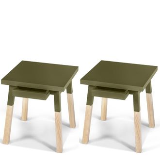 Mon Petit Meuble Fran&ccedil;ais 2 mesitas de noche lacadas con 1 caj&oacute;n, asiento 40 cm