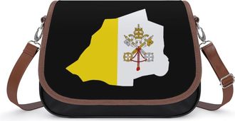 Generic Vatican Map Flag Crossbody Bags for Women Fashion Leather Shoulder Handbags With Adjustable Strap