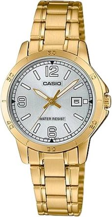Casio Womens Silver Dial Gold-Tone Stainless Steel Bracelet Watch - LTP-V004G-7B2UDF
