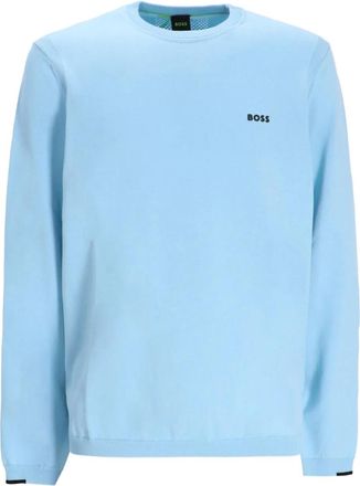 BOSS Katoenen sweater met geborduurd logo - Blauw