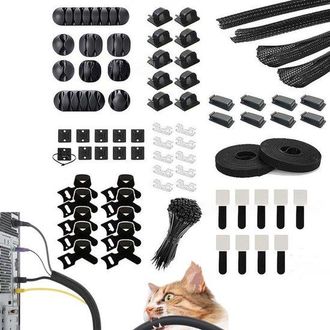 OEM Juego De Gesti&oacute;n De Cables De 173 Piezas: Protectores De Cables, Soportes Y Fundas De Silicona Para Cables, Clips Autoadhesivos Para Cables