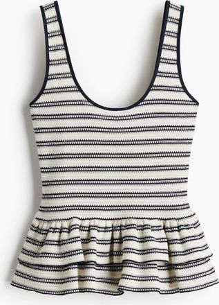 H&M Tanktop in Strukturstrick mit Peplum - White