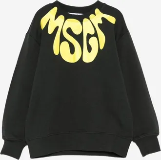 Msgm Kids Sweatshirt Cotton Black Hoods & Sweatshirts