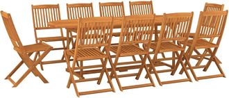 vidaXL Set Comedor De Jard&iacute;n 11piezas Madera Maciza Acacia 220x90x75cm Vidaxl