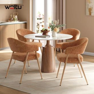 Woltu Woltu Sillas Giratorias Para Comedor/cocina Con Patas De Metal Y Pies Ajustables - Juego De 4, Chenilla, Marr&oacute;n