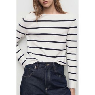Mango Fine Knit Boat Neck Sweater in Ecru at Nordstrom, Size Xx-Small