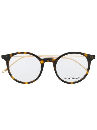 Montblanc round frame glasses - men - Metal/Acetate - 48 - Brown