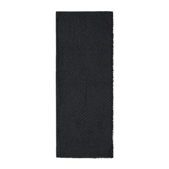 A|X Armani Exchange Sciarpa Logo Jacquard con Frange Nera - - Accessories - Uomo - Nero - ONE SIZE