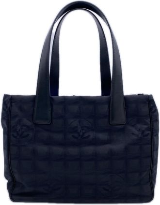 Chanel New Travel Line Black Nylon Leather Tote Bag (Pre-Owned)