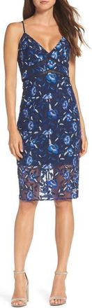 Bardot Sapphire Lace Pencil Dress in Floral at Nordstrom, Size Small