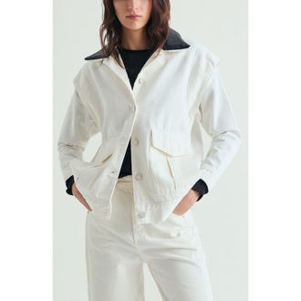 Scalpers Contrast Denim Jacket in Ecru at Nordstrom, Size X-Large Eu