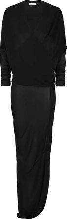 Entire studios Wide V-neck Wrap Dress - Dames - Wikkelkleedje - Zwart - XS - Polyester - Kleedjes