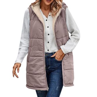 Generic FJKVAVF Cyber Deals Monday Long Gilet For Women Uk With Hood Sleeveless Cardigan Vest Sleeveless Cardigans Coats Quilted Jacket Women Ladies Coats Siz