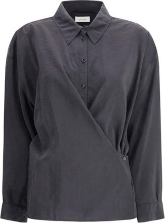 Christophe Lemaire Rechtgesneden Gedraaid Shirt met Kraag - Dames - Overhemden - Zwart - L - Overhemden