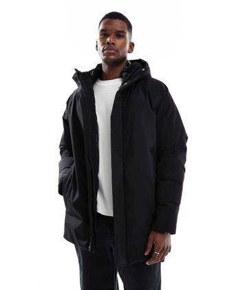 Jack & Jones Parka nero con cappuccio foderato in pile