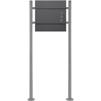 ECD Germany Ecd Germany Buz&oacute;n Correos De Pie 37 X 10,5 X 36,5cm Acero Dise&ntilde;o Moderno Antracita Y Soporte Pedestal Plateado 120cm Altura Portal Compartimiento Inte