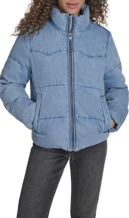 Levi's Western Denim Puffer Jacket in Light Wash Denim at Nordstrom, Size X-Small