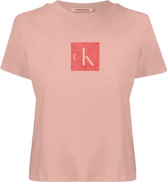 Calvin Klein Jeans T-Shirt CALVIN KLEIN JEANS CLASSIC FIT MONOGRAM TEE, Damen, Gr. XXL (46), washed scarlet, Web, Obermaterial: 100% Baumwolle, unifarben, regular fit no