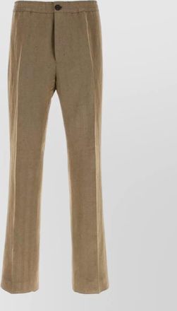 Ferragamo linen blend straight leg button trousers