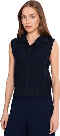 Vince Polo Cable Vest Womens Clothing Coastal : MD, Cotton/Nylon/Wool