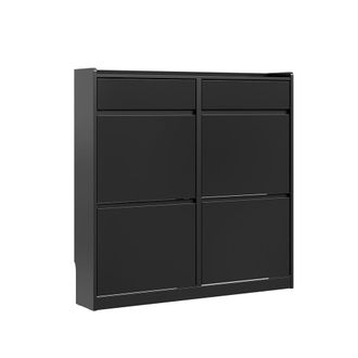 SoBuy Zapatero estrecho con 4 puertas y 2 cajones negro 98x19x95 cm