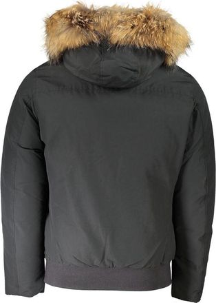 Woolrich Gray Cotton Men Jacket With Hood And Removable Fur Clothing