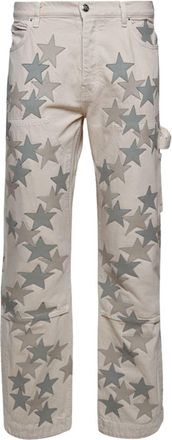 Amiri star-print straight-leg trousers - men - Leather/Elastomultiester/Cotton/Elastane - 28 - Neutrals