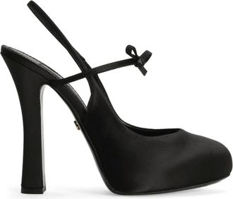 Dolce & Gabbana Schoenen, Dames, Zwart, 38 EU, Zwarte elastische slingback hakken ronde neus