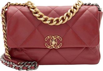 Chanel Red Goatskin 19 Large Flap Shoulder Bag (Authentic Pre-Loved)