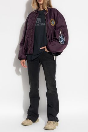 Balenciaga Bomber Jacket, Womens, Burgundy