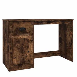 Berkfield Home Desk with Drawer Smoked Oak 115x50x75 cm Engineered Wood in Brown | Size: 115 x 50 x 75 cm