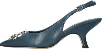 Tory Burch Leren Slingback Pomp - Dames - Pumps - Blauw - 37 EU - Leer - Schoenen