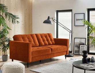 Furniturebox Jade 3-Seater Soft Touch Velvet Sofa With Solid Wood Frame in Burnt Orange