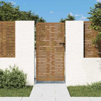 vidaXL Puerta De Jard&iacute;n Acero Corten Dise&ntilde;o Cuadrado 85x175 Cm Vidaxl